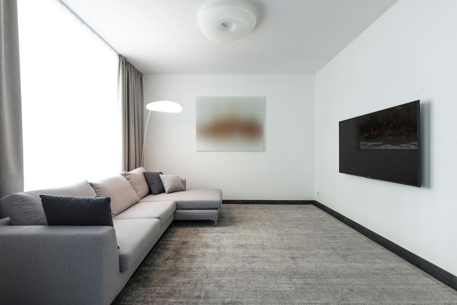 Clean and bright living room with freshly cleaned carpets